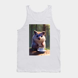 Cute Hedgehog with a mug cup of morning coffee Tank Top